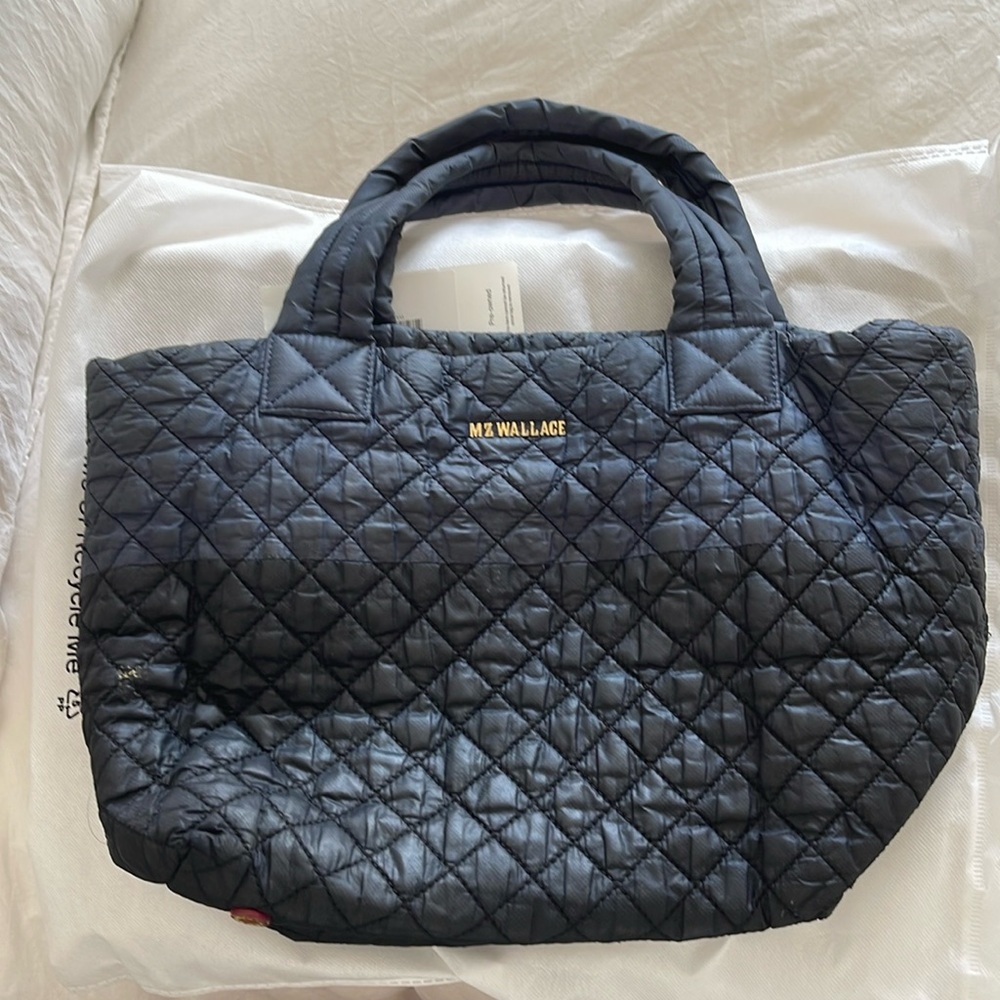MZ Wallace Nylon Handle Bag Blue and Black